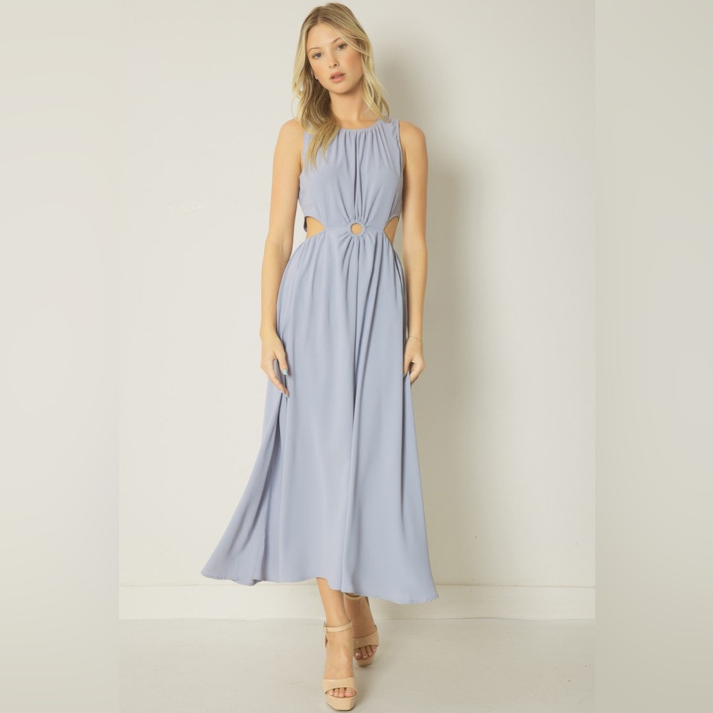 Blue cut out midi dress